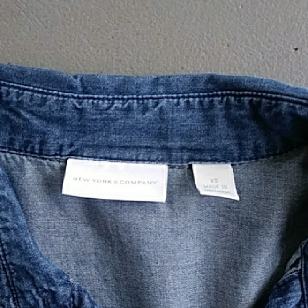 New York & Company Blue Chambray Shirt - Picture 2 of 7